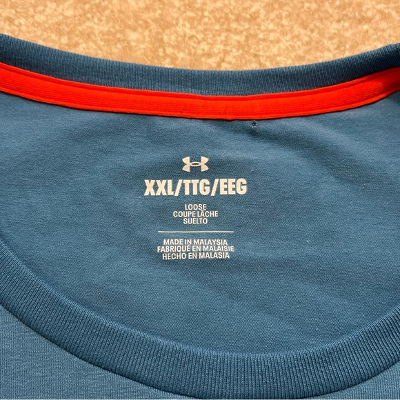 NEW Under Armour Shirt Mens 2XL XXL Blue Project Rock Veterans Day By Sea - FLAW - Picture 3 of 12